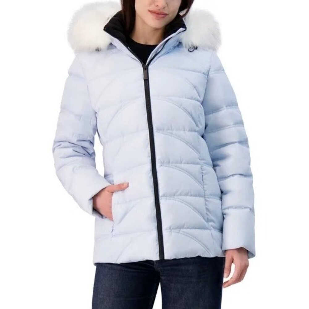 Nautica Women's L Light Blue Puffer Jacket Hooded Full Zip JCK135 - Picture 2 of 16
